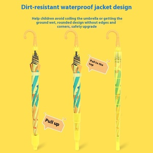 Parapluies pour enfants de dessin animé pour garçons et filles de 4 à 12 ans, pare-soleil à double usage à long manche, parapluie en gros à revêtement noir - Product Image 4