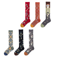 Chaussettes hautes pour femmes, hauteur genoux, confortable, motif floral, à rayures, accessoire de styliste, vente en gros,