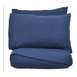 Parure de draps en microfibre Viasoft, taille Queen, bleu uni, literie pour la maison, 4 pièces, toutes saisons, style simple - Product Image 1