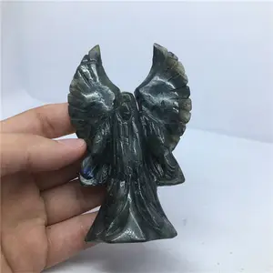 Ángel tallado de labradorita de piedra de cuarzo natural DIY utilizado para ductoración y regalos cristal natural