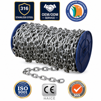 Chaîne d'ancre à maillons courts en acier inoxydable 316, norme marine DIN766, diamètre 4 mm, accessoires pour kayak, bateau pneumatique, yacht, bateau