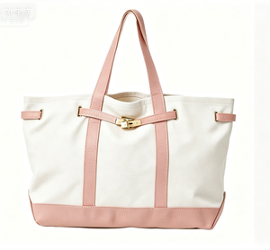 High Quality Gold Buckle Fashion Everyday Shoulder Bag Carryall Heavy Duty <b>Shopper</b> Bag Utility Zipper <b>Canvas</b> Luxury Boat Tote - Product Image 3