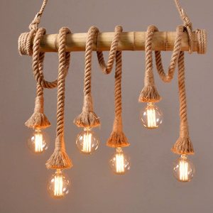 Lampadario a vento industriale retrò in tubo di canapa in corda di canapa sala da pranzo <span class=keywords><strong>soggiorno</strong></span> bar caffetteria - Product Image 5