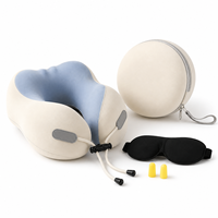 Ensemble de voyage de luxe en mousse à mémoire de forme : oreiller de voyage, masque de sommeil pour avion, bouchons d'oreilles, étui de transport, logo personnalisé, kit en gros