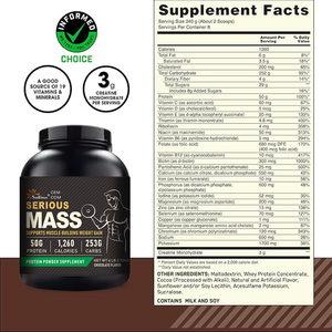 Emballage personnalisé - Poudre de protéines <span class=keywords><strong>Serious</strong></span> <span class=keywords><strong>Mass</strong></span> Weight Gainer avec créatine, vitamines et minéraux pour la construction musculaire et la récupération - 6 lb - Product Image 6