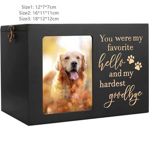 Деревянная урна ручной работы для праха питомца с фоторамкой, современная, экологичная, 90 куб. дюймов, для собак, памятный сувенир - Product Image 4