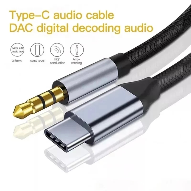 USB Type C to 3.5 MM Jack AUX Cable DAC Type-C Audio Kabel for Car Speaker Headphone Tipo C Auxiliary Adapter Cabo 0.5M 1M 1.5M
