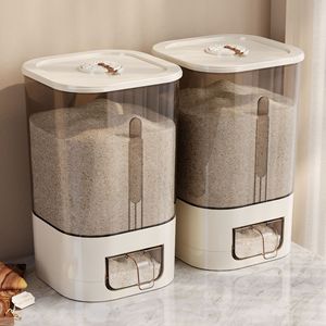 Distributeur de riz automatique à un bouton, hermétique, en plastique, 10L+, anti-humidité, anti-insectes, conteneur de stockage moderne, carton - Product Image 3