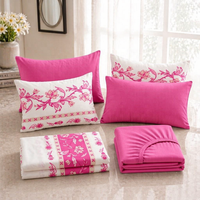 Ensemble de draps de lit en microfibre 100% écologique, design personnalisé, 6 pièces, taille King/Queen, motif floral géométrique rayé, hôtel, hôpital