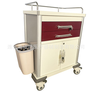 Chariot médical d'urgence en acier, 2 tiroirs, 4 roulettes, verrouillage individuel, chariot d'hôpital durable, design moderne - Product Image 1