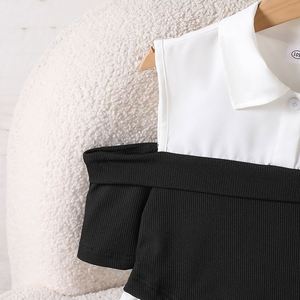 Conjunto de 2 Piezas para Niñas Grandes con Diseño de Capas y Volantes, Top con Hombros Descubiertos y Pantalones Anchos para Uso Diario, Casual o de Fiesta - Product Image 4