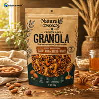 Sachet Doypack en Papier Kraft Brun Qualité Alimentaire, Imprimé Personnalisé avec Fenêtre et Fermeture Ziplock pour Emballage de Granola, Flocons d'Avoine, Noix, Graines et Snacks