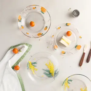 クリエイティブな高温強化ガラス人気のサラダフルーツオレンジ電子レンジ対応朝食プレート家庭用料理