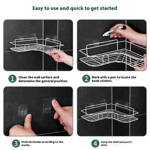 Lavabo de baño adhesivo montado en la pared soportes de almacenamiento para cepillos de dientes estante de esquina - Product Image 3