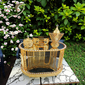 2025 QIAN HU cao cấp Kim cương kim loại hương Burner thiết lập thanh lịch Arabian cà phê & trà Bảng trang trí từ Trung Đông - Product Image 4