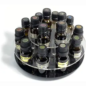 Wholesale Acrylic Bottle Display Stand Round Rotating Essential Oil Display Rack