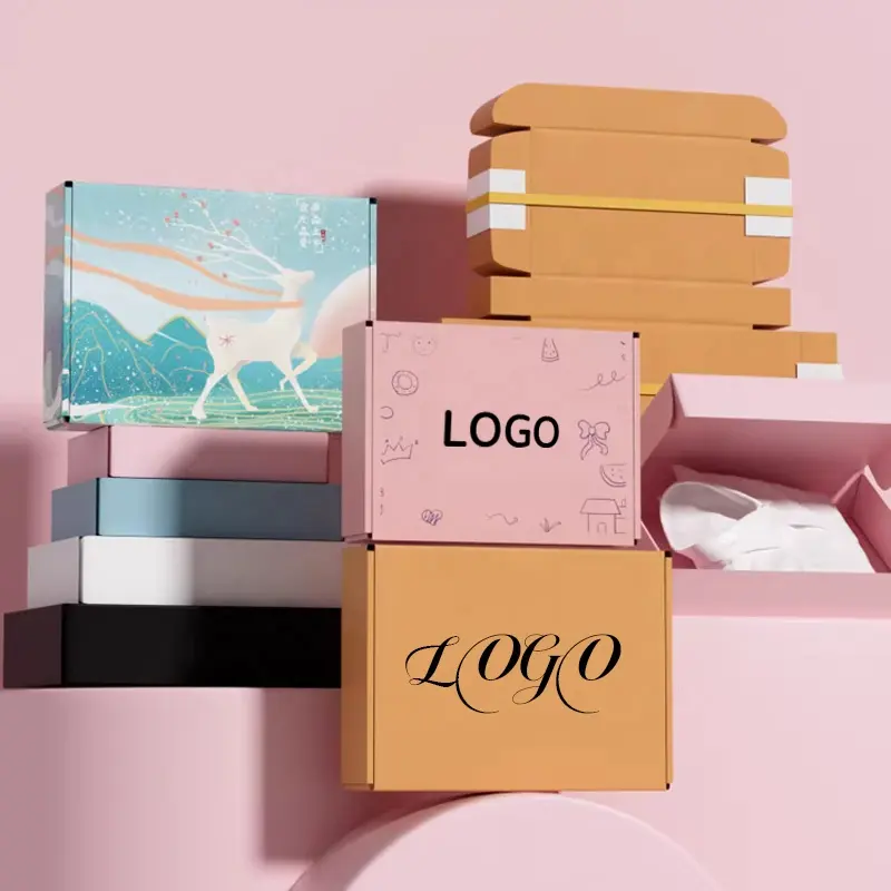 Ustom-caja de embalaje de cartón corrugado para regalo, paquete de cartón blanco pequeño con logotipo