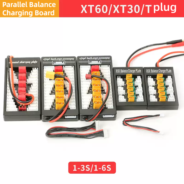 2-6S RC LiPo Parallel Balance Charging Board With T-Plug XT30 XT60 Connector Multi Battery Splitter Plate for FPV UAV RC Model