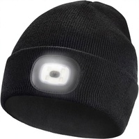 Etsfmoa Bonnet rayé unisexe avec lumière, cadeaux pour homme, père, USB rechargeable, 100% coton, hiver