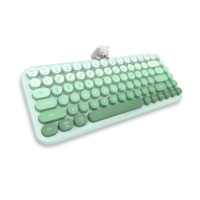 Colorful Round Retro Keycaps 2.4G Wireless Dual Mode Keyboard with Decorative Little Bear