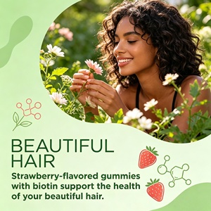 LUVVITA 2500mcg Biotine Gummies Éclat Cheveux Peau Ongles pour Adultes Vitamine C E Complément Croissance Capillaire - Product Image 2