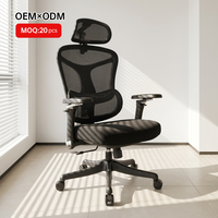 Chaise de bureau ergonomique pivotante en maille AODA avec accoudoirs en tissu, roulettes, appui-tête et support lombaire – Fabricant de mobilier de bureau