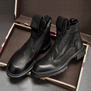 Autumn Men's Retro Leather Boots Top Quality Outdoor Boots Handmade Cowhide Boots Uniquely Designed Shoe Styles - Product Image 2