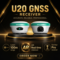 UNIQUENAV U20 Penerima GNSS Visual RTK 1408 Kanal Semua Konstelasi AR Stakeout Pengukuran Laser 100m IMU Tilt Surveying