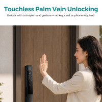 Cerradura Inteligente WiFi SJJ Totalmente Automática para Madera, con TTLock, Tuya, Reconocimiento Facial, Palma de la Mano, Cámara de Mirilla, Videoportero y Desbloqueo Remoto