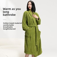 Peignoir en coton éponge à taille élastique pour femmes Shanhao, ample, absorbant, pyjama une pièce pour la maison