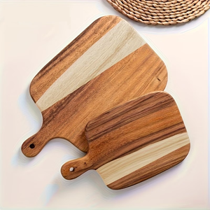 Planche à découper en bois avec poignée, grande planche à découper en bois portable pour cuisiner des aliments et des steaks, utilisée pour la préparation et le service en cuisine - Product Image 4