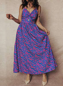 Dear-Lover Abito Lungo Maxi Boho da Donna all'Ingrosso, Stampa Floreale, Scollo a V Intrecciato, Schiena Scoperta con Lacci - Product Image 5