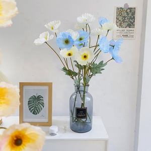 Venda quente Única Papoula Flores Anêmona Branco Artificial Mar Anêmona Flor para Casa Decoração Interior Do Casamento - Product Image 4