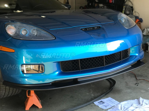 For Chevy C6 Corvette 2005-2013 Z06 ZR1 Car Front Bumper Lip Spoiler <b>Splitter</b> Wide Body Models Carbon Fiber Style Glossy Black - Product Image 5