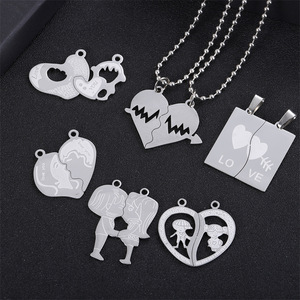 Stainless Steel <b>Couple</b> Heart Pendant Charms | Mixed Love Designs for <b>Necklace</b>|Valentine's Day Anniversary Birthday Gift for Love - Product Image 1