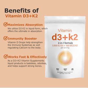 Vitamina D3 Premium 10000 UI + K2 MK-7 200mcg en Cápsulas Blandas con Aceite de Coco - Alta Absorción, Apoyo para Huesos e Inmunidad - Product Image 3