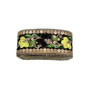 ริบบิ้นผ้าออร์แกนซ่าปักลายกว้าง 4.5 ซม. ผ้าไหมโพลีเอสเตอร์แต่งลูกปัดลายดอกไม้ สไตล์ชาติพันธุ์ สำหรับตกแต่งเสื้อผ้า งาน DIY อุปกรณ์ตกแต่งกระเป๋าฮันฟู - Product Image 1