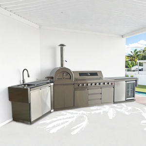 Parrilla <span class=keywords><strong>de</strong></span> barbacoa <span class=keywords><strong>de</strong></span> Gas para exteriores <span class=keywords><strong>de</strong></span> diseño moderno con horno <span class=keywords><strong>de</strong></span> Pizza, quemador lateral, nevera para diversión familiar, cocina <span class=keywords><strong>de</strong></span> <span class=keywords><strong>esquina</strong></span> al aire libre - Product Image 2