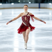 Robe de danse asymétrique rouge bordeaux pour enfants et adultes, avec strass et franges, jupe superposée, pour spectacle de patinage artistique