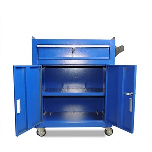 Utility <b>Cart</b> Storage Drawers Metal Carbon Steel Rectangle Glossy Garage <b>Tools</b> Standing Type Double Tier with Wheels - Product Image 4