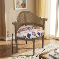 Fauteuil baril avec assise rembourrée et dossier en rotin, style bohème pour gîtes et locations de vacances, vente en gros, certifié FSC