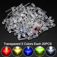 Kit assorti de diodes LED SX 5mm F5 (blanc, vert, rouge, bleu, jaune, Orange, rose, violet, blanc chaud), 100 pièces/lot, bricolage