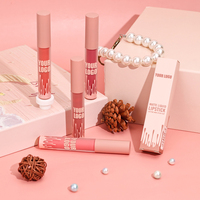 Nuevo Lápiz Labial Líquido Vegano Mate de Larga Duración, Resistente al Agua, con 4 Colores, Caja con Logotipo Personalizado, MOQ Bajo