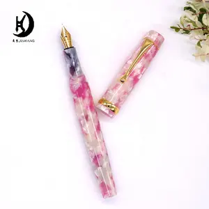 JX-A002 Premium Gift Unique Design Iridium Nib Gold Chrome Arylic Metal Writing Fountain Pen For Collection