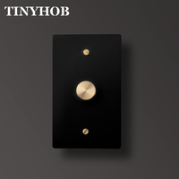Interruptor regulador de intensidad de 2 vías con panel de latón, 110V LED 150W, estándar americano, con perilla moleteada de latón, personalizable de 1 a 5 interruptores.
