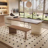Table de salle à manger îlot en porcelaine effet bois, style designer, extensible et rétractable, sur mesure, pour usage domestique