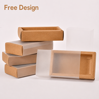 Boîte à tiroir en papier kraft personnalisée avec manchon transparent, emballage en carton coulissant pour savon, cosmétiques, bijoux, cadeaux et produits de vente au détail