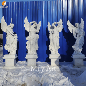 MILYライフサイズ白大理石4シーズン天使像彫刻ヨーロッパスタイル屋外ヴィラガーデン - Product Image 6