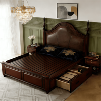 Lit double de luxe au design minimaliste moderne pour chambre principale, cadre en bois massif de 1,8 mètre avec rembourrage doux pour appartement