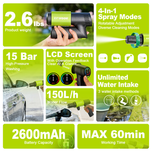 Envoor Laveuse de voiture portable haute pression, conception pliable avec batterie 2600 mAh, autonomie de 30 à 60 minutes pour le <span class=keywords><strong>nettoyage</strong></span> en extérieur et le <span class=keywords><strong>camping</strong></span> - Product Image 2